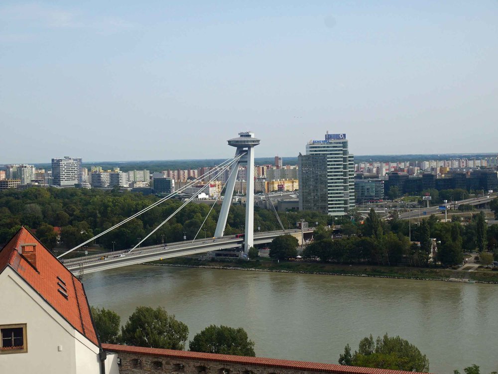  Affectionately called the ‘UFO Bridge' for its otherworldly appearance, the domed structure perched atop the Most SNP Bridge over the Danube River houses a trendy “Mediter-asian” restaurant. 