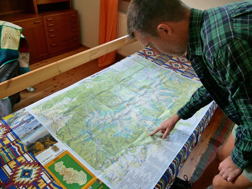  Trey helped map our adventure in the Western Tatras before we left our little country cottage for a day of hiking (Aug 29). 