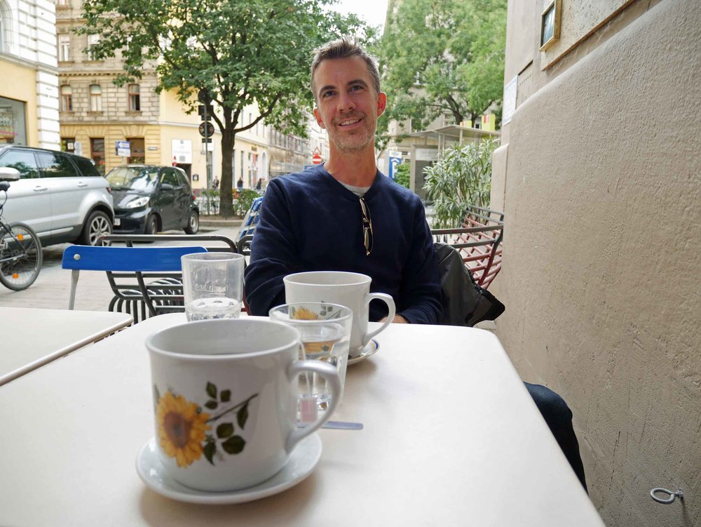  Ahh! A nice, large mug of ‘Grandma’s tea’ (ginger &amp; lemon) at Vollpension capped an eventful day of sightseeing in this gorgeous, grand city. 