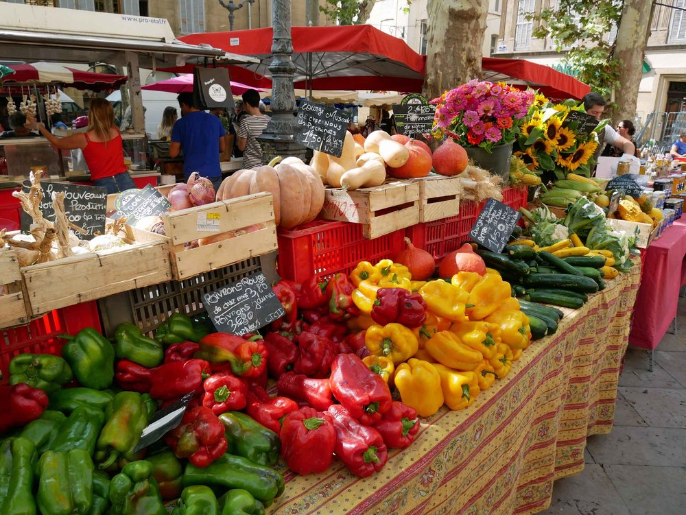  Our kind of heaven – the Aix-en-Provence fruit and vegetable market (Sept 8). 