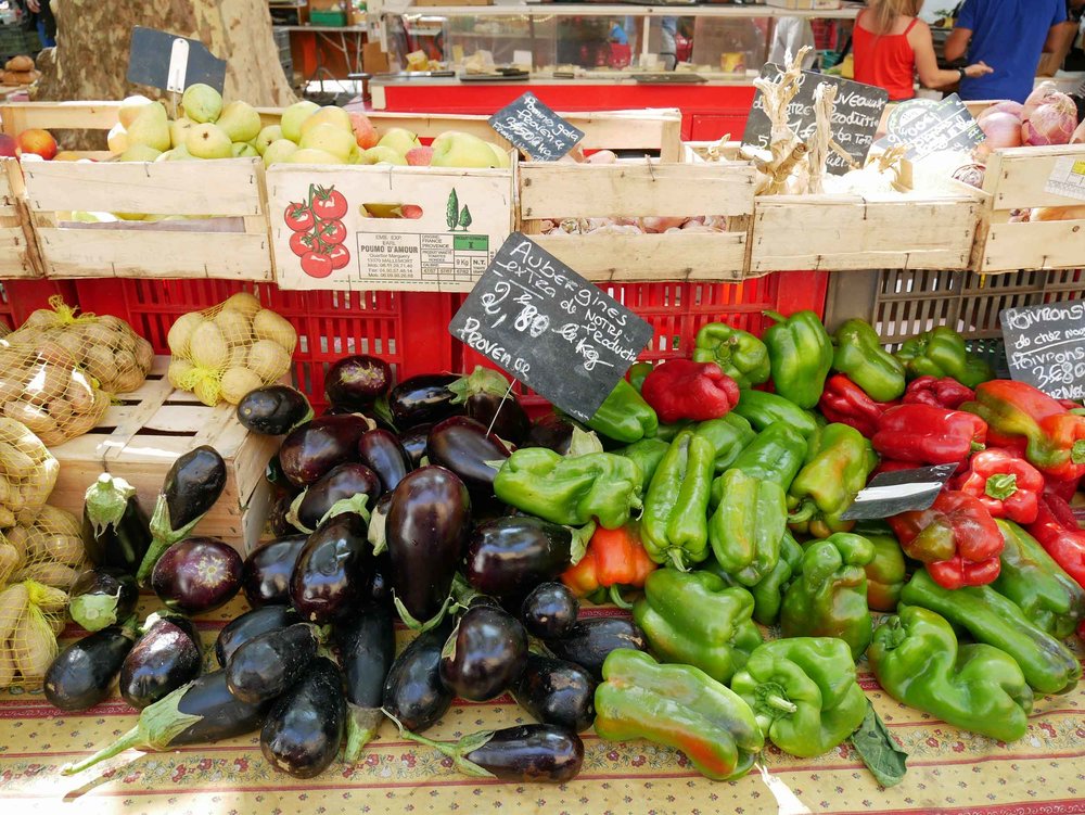  Every day is market day in Aix!&nbsp;We happened upon the fruit and vegetable farmer’s market several times while in town. 