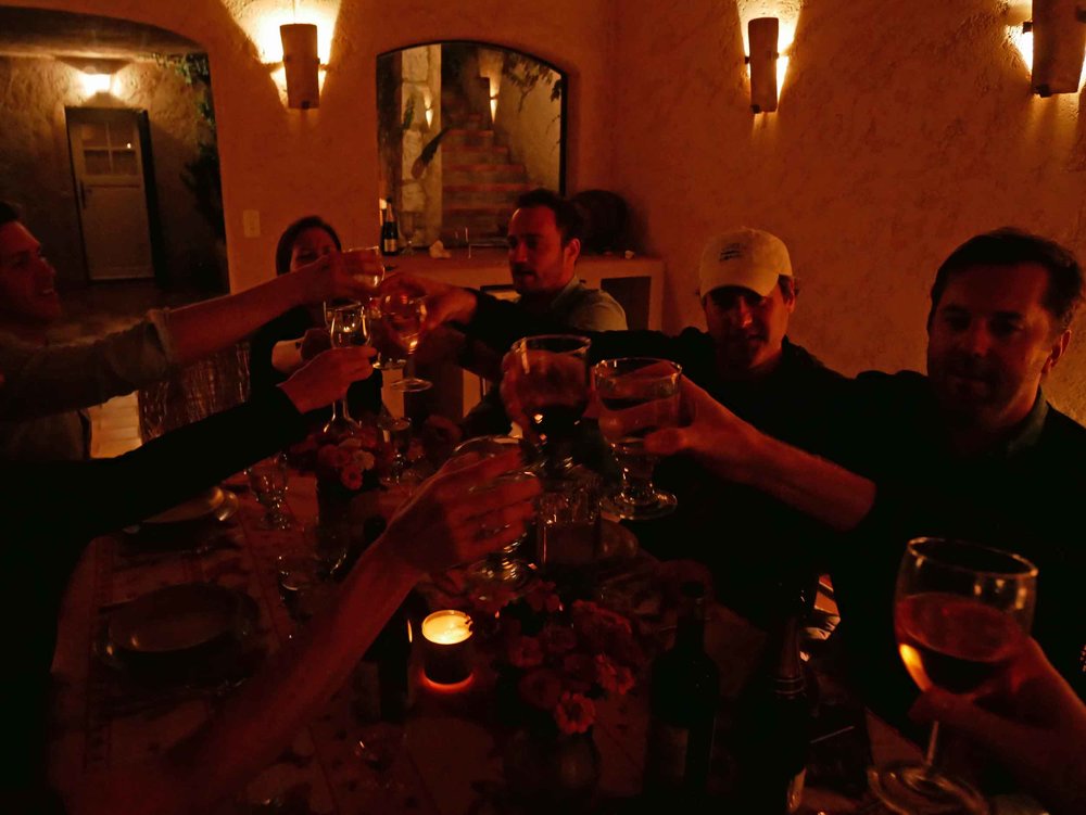  Santé!&nbsp;Toasting a gorgeous meal made together with friends. 