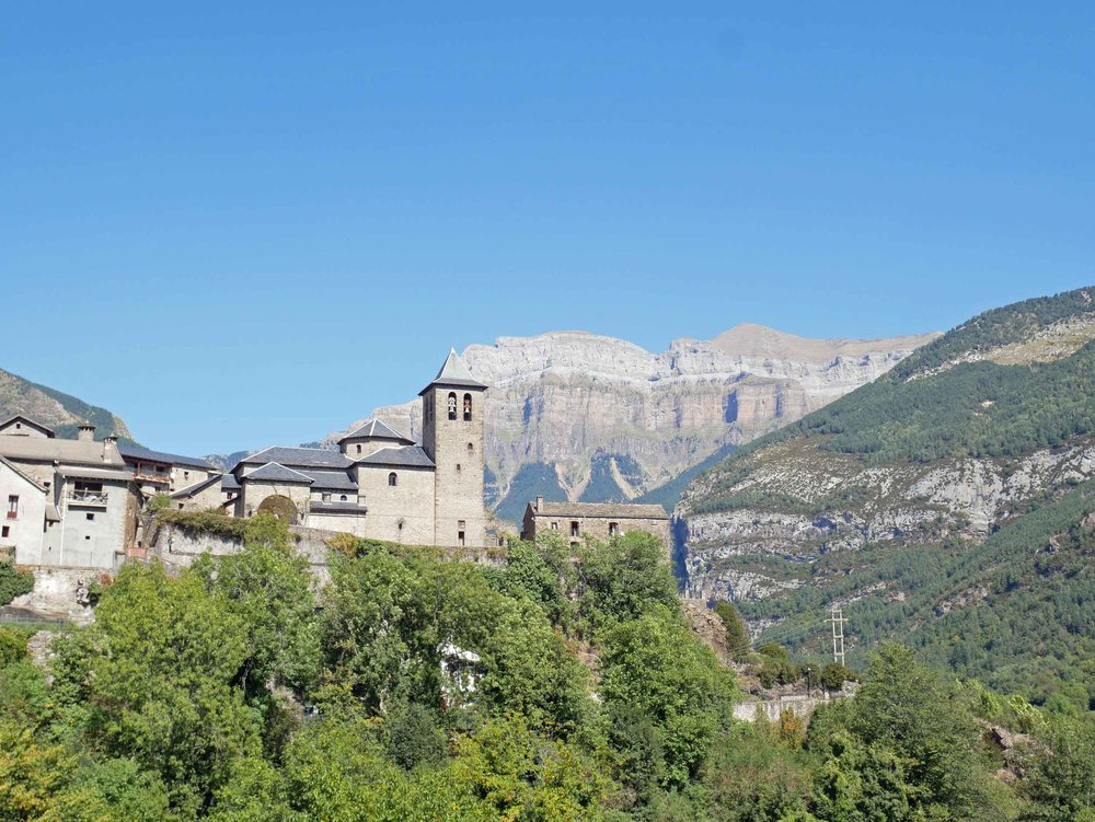  The breathtaking view of Ordesa y Monte Perdido National Park from the Spanish gateway town of Torla. 
