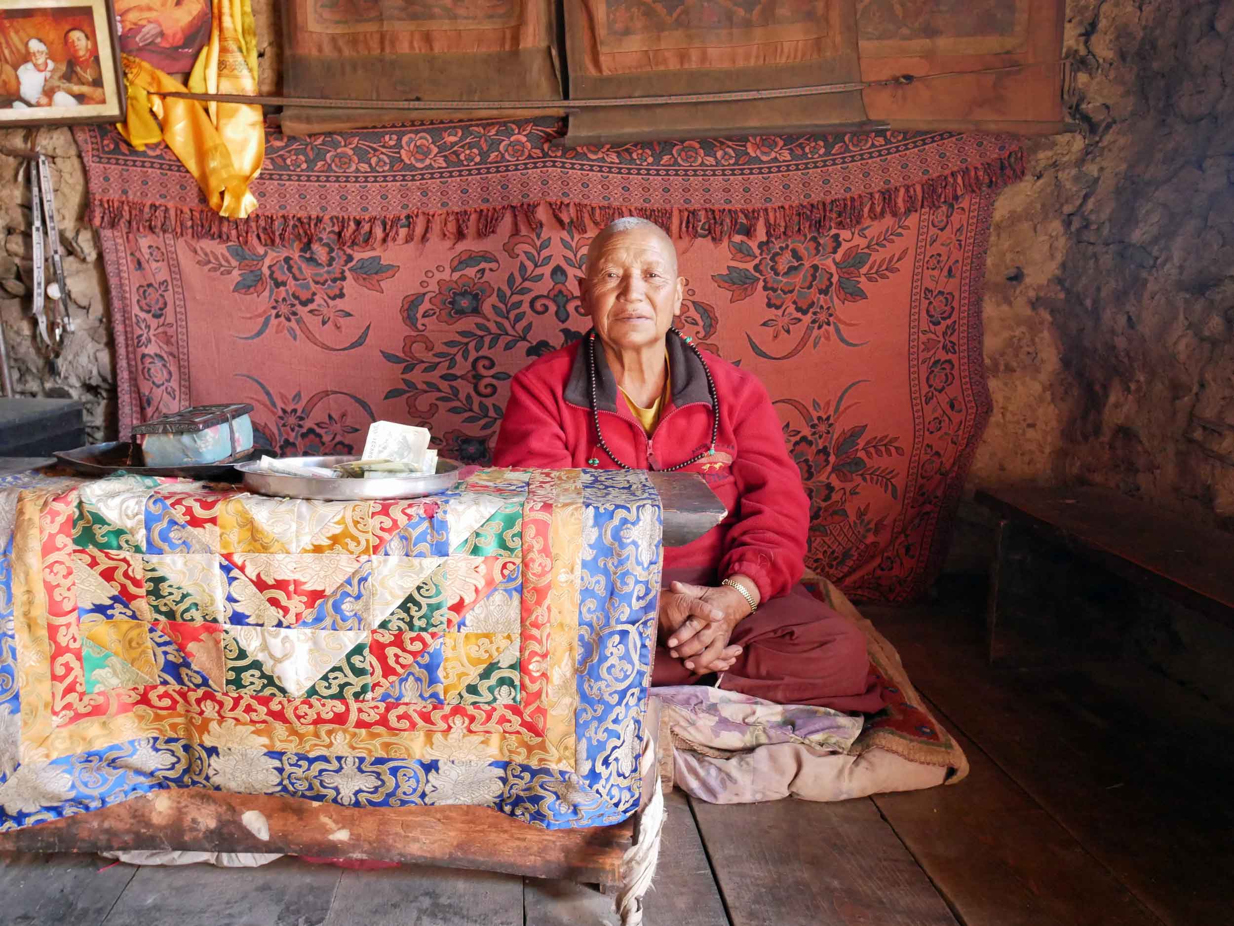 The 100 Rupee Monk , a holy hermitic Buddhist nun who offered us blessings for safe passage over the Pass.