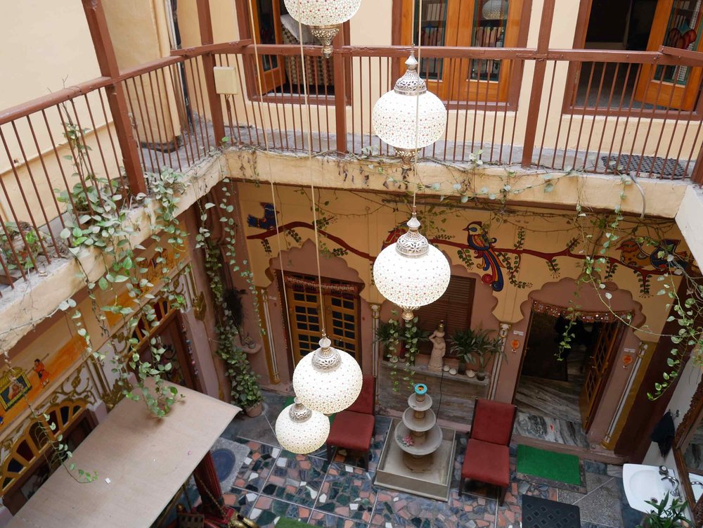  The beautifully refurbished interior courtyard of the Old Delhi  haveli  owned by our gracious host, Dhruv. 
