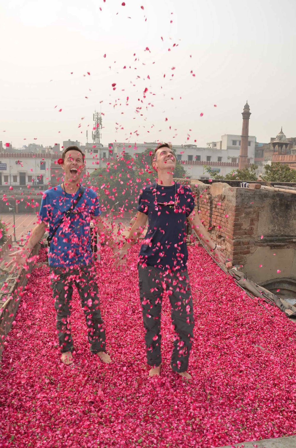  Climbing barefoot into the rose petal covered rooftop in Old Delhi was a magical moment for us both.&nbsp; 