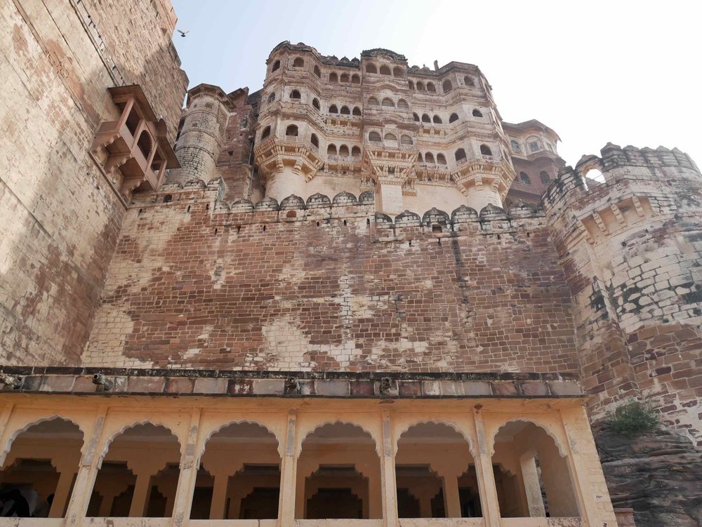  Mehrangarh is one of the largest forts in India; built in 1460 by Rao Jodha, it is situated 410 feet above the city and enclosed by imposing thick walls. 