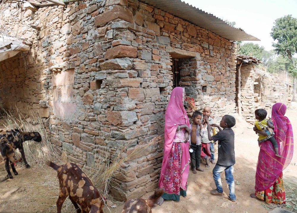  It is very common for tribal villagers to co-habitate with their livestock in order to protect them from the area's wild leopards. 