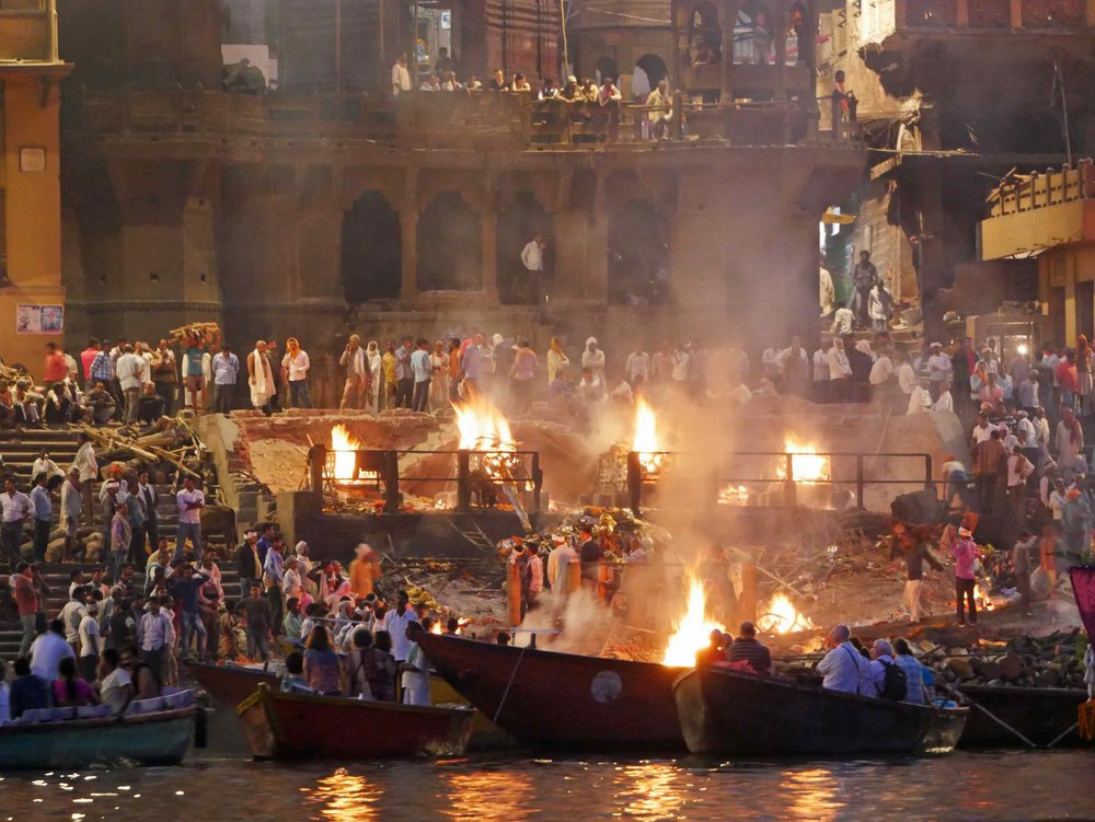  The Manikarnika Ghat is one of the holiest among the sacred  ghats  (riverfronts).&nbsp; It is believed that a dead human's soul finds salvation (moksha)&nbsp;when cremated here. 