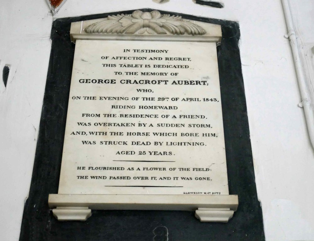  Plaque in St. John’s Church, one of the first buildings erected by the East India Co.,&nbsp;speaks to a parishioner’s untimely and unfortunate demise (Nov 20). 