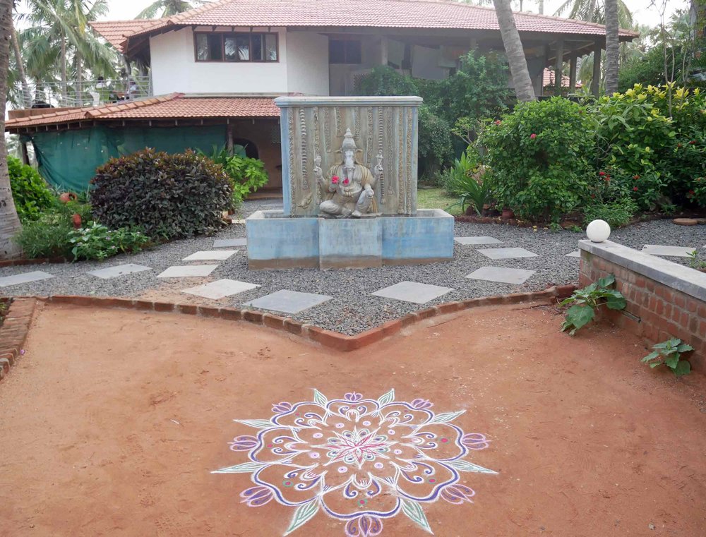  The delightful Samarpan Guesthouse and a beautiful mandala that welcomed us at the entrance. 