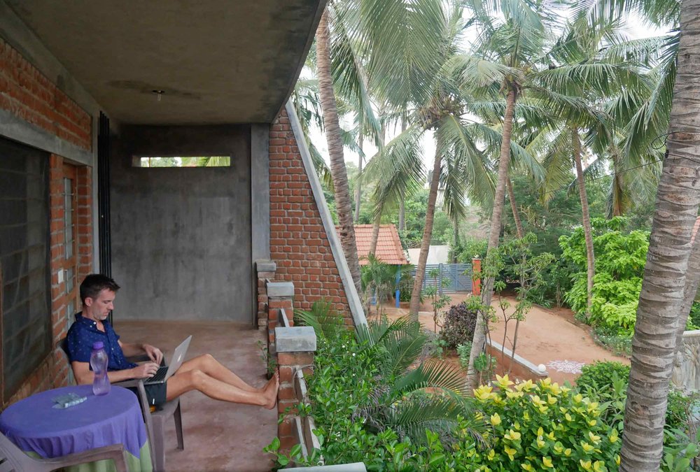  Trey took full advantage of the cool breezes and views of the Bay of Bengal to be had from our studio balcony. 