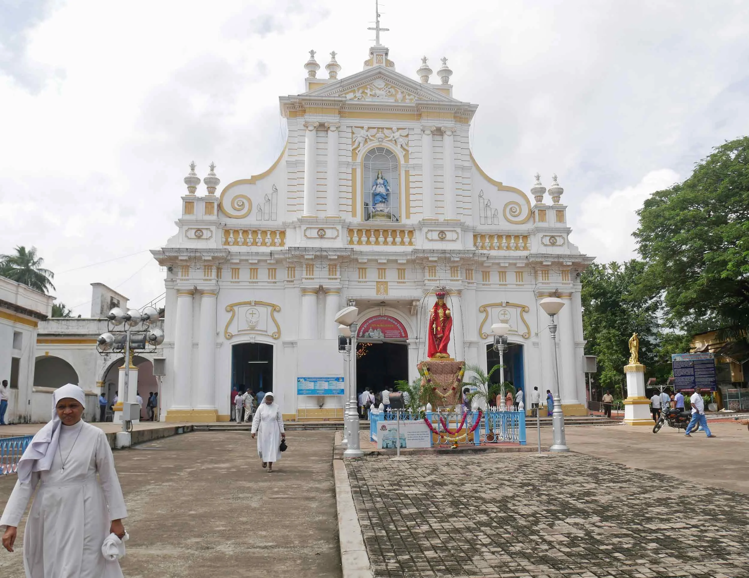 The busy Immaculate Conception Cathedral in Pondicherry happened to be having sermon by the Archbishop himself.