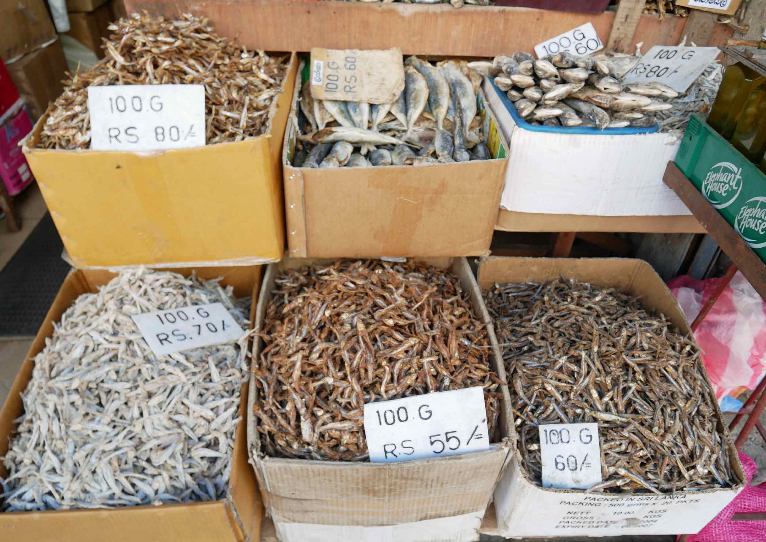Ever curious of what’s for sale at the local markets, vendors here are offering sun-dried fish to flavor local curries.