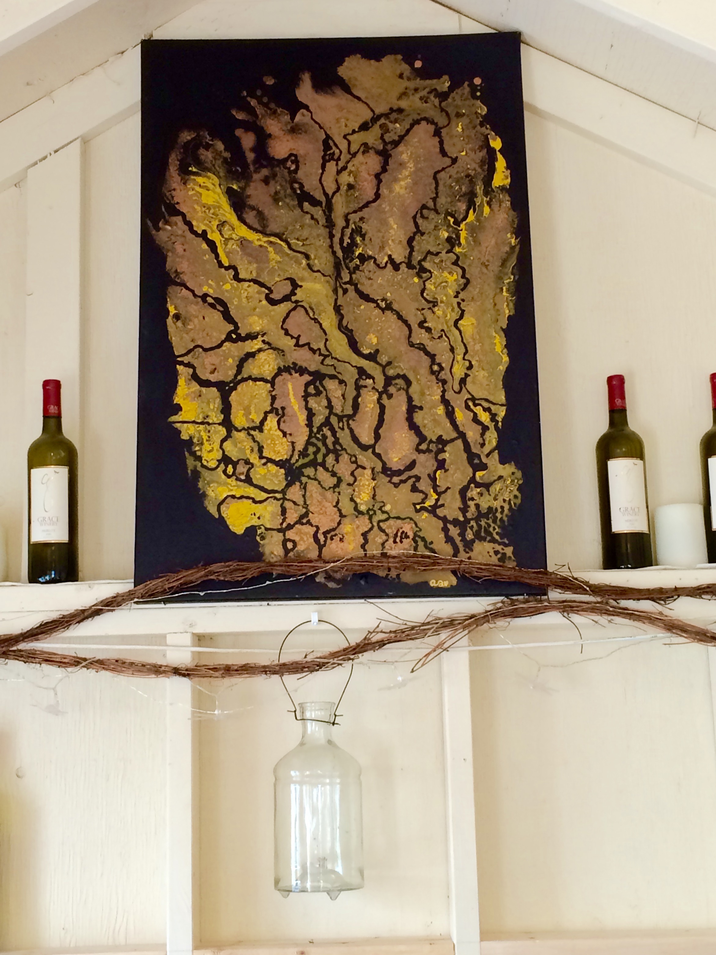 "Rush" hung in Grace Winery's tasting room.