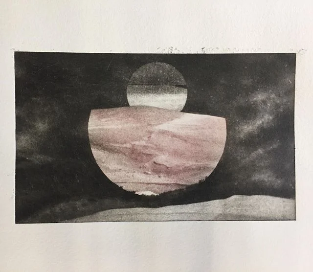 The week before last I got to learn all about photopolymer plates, specifically Toyobo plates, as I finished up my internship at Zeamays. It was a bittersweet moment but I am looking forward to continue with my own work in a wonderful, lively studio. I tried a few different colors and inking techniques for this little photopolymer intaglio plate, including a second etched copper plate. So far I like the first image in the series here for editioning but I am open to suggestions! .
.
.
.
.
#peopleofprint #printmaking #photopolymer #photopolymeretching #photopolymergravure #photography #printnotdead #contemporaryart #contemporaryprintmaking #digitalart #digitalphotography #greenprint #toyoboprint #landscape #planets