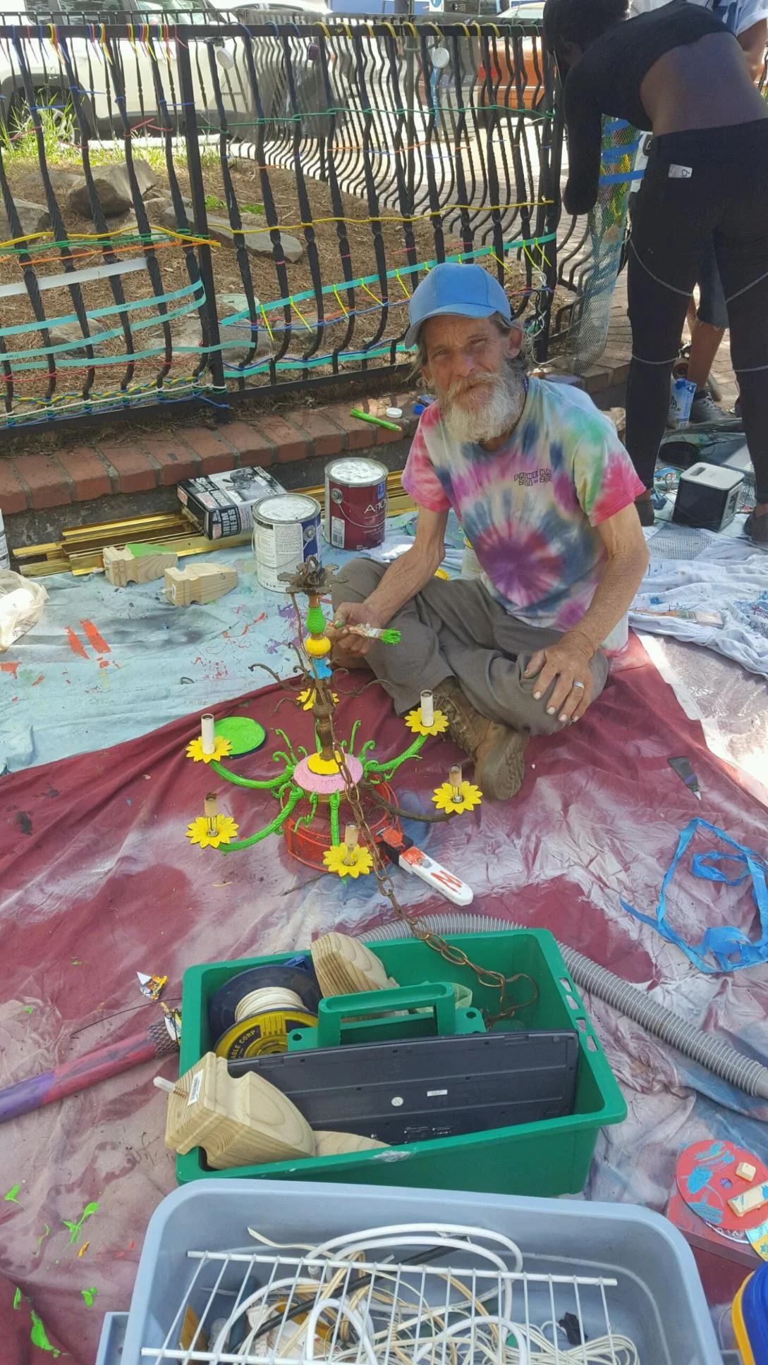  Fred had fun painting a chandelier. 