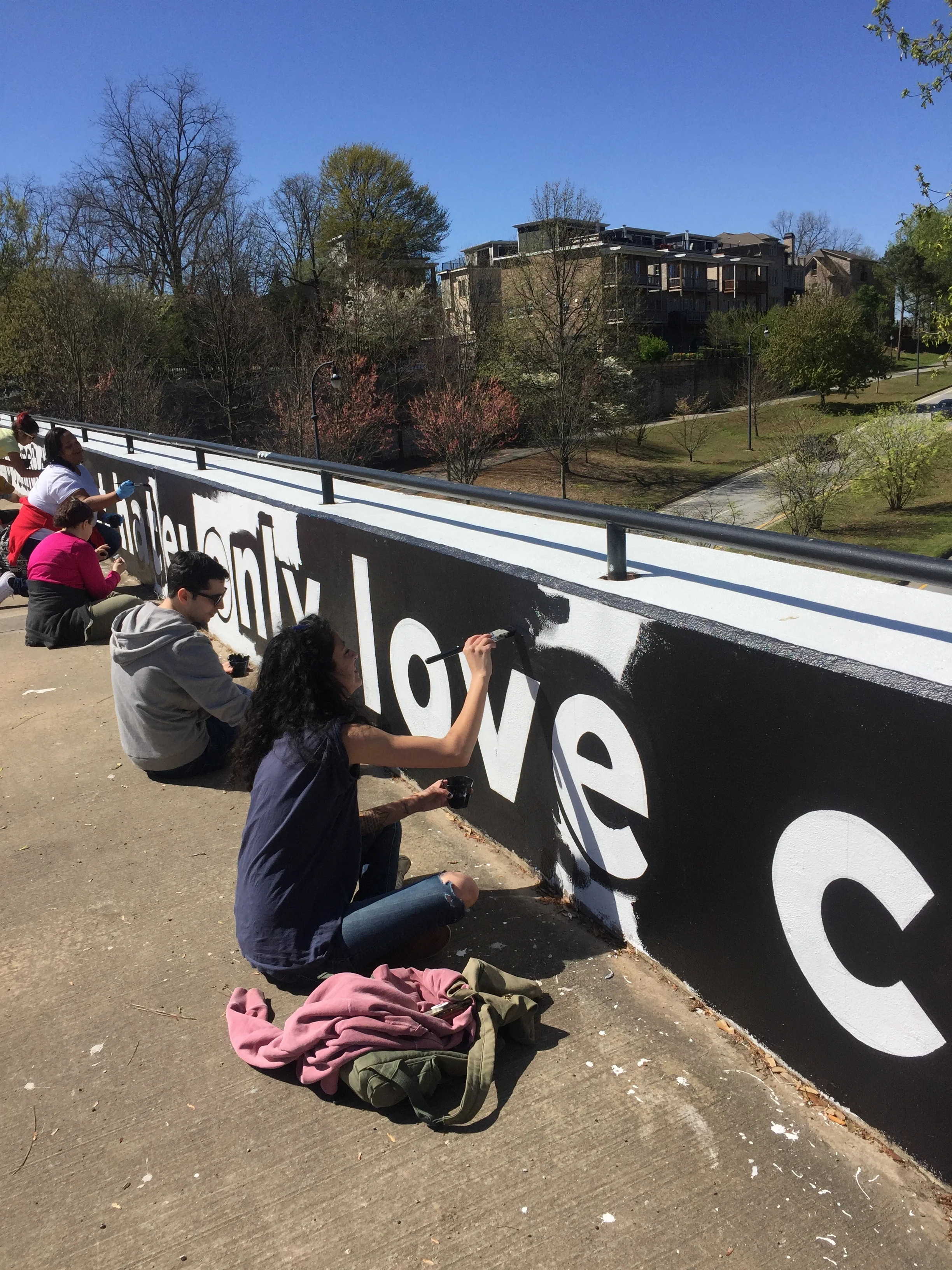  In Progress. Community mural project in Old Fourth Ward Atlanta inspired by the Dr. King quote, "Darkness cannot drive out darkness; only light can do that. Hate cannot drive out hate; only love can do that." 