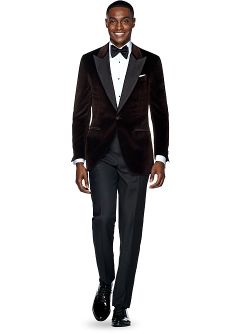 Brown Plain Dinner Jacket Bring upscale style and elegance to any refined occasion with this brown Verona jacket. Tailored slim from pure Redaelli cotton, it features half-canvas construction and a softly textured velvet finish. - © Suitsupply