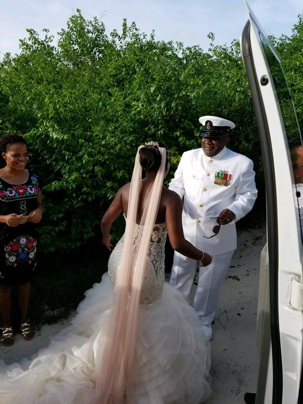 Black Destination Bride - BlackDesti Wedding Countdown Journal - Bridefriends Podcast - 0 Playa del Carmen Mexico - Blue Venado - Shenko Photography - Dad Navy Chief Uniform.JPG