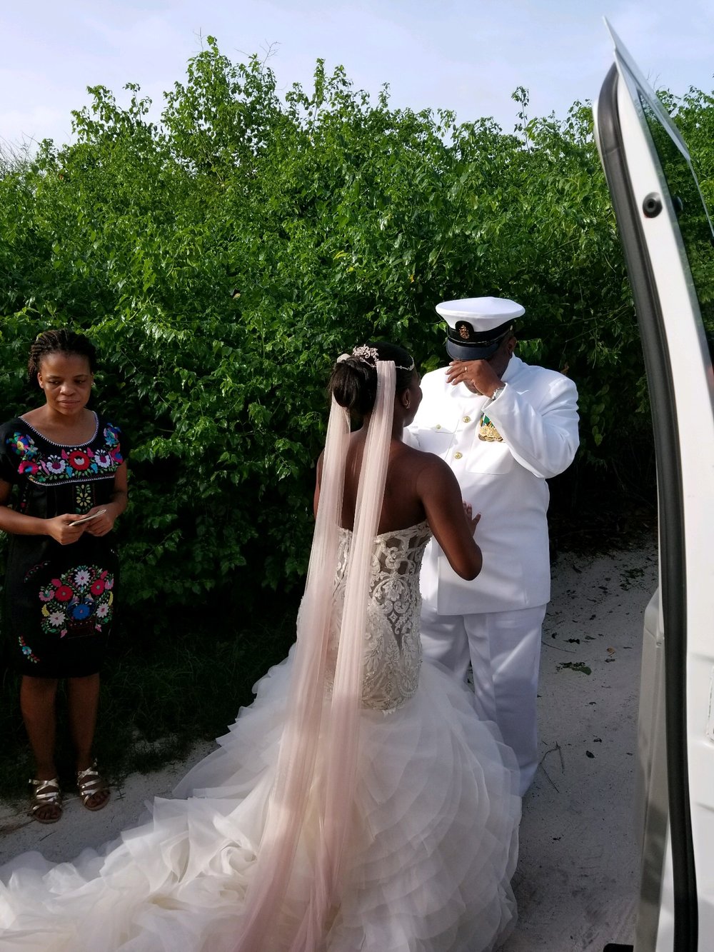 Black Destination Bride - BlackDesti Wedding Countdown Journal - Bridefriends Podcast - 0 Playa del Carmen Mexico - Blue Venado - Shenko Photography - Dad Navy Chief Uniform3.JPG