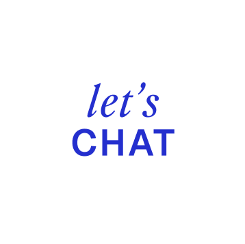Text graphic with the words "let's CHAT" in blue on a black background.