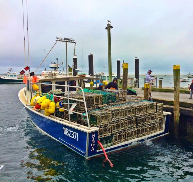 Dan and brother Ben loading lobster traps on the F/V SAGA