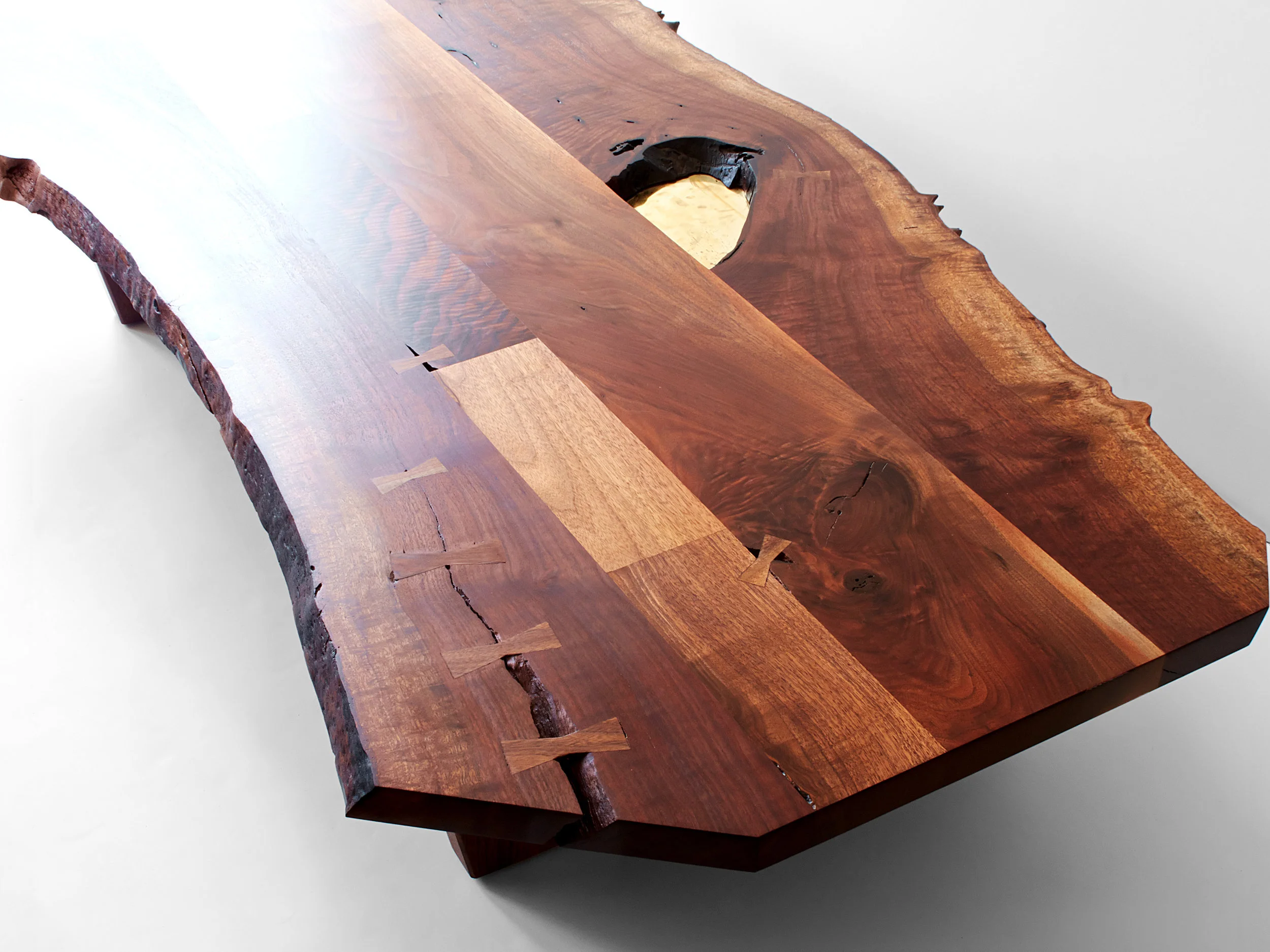 63”L x 36”W x 12”H Claro Walnut, brass