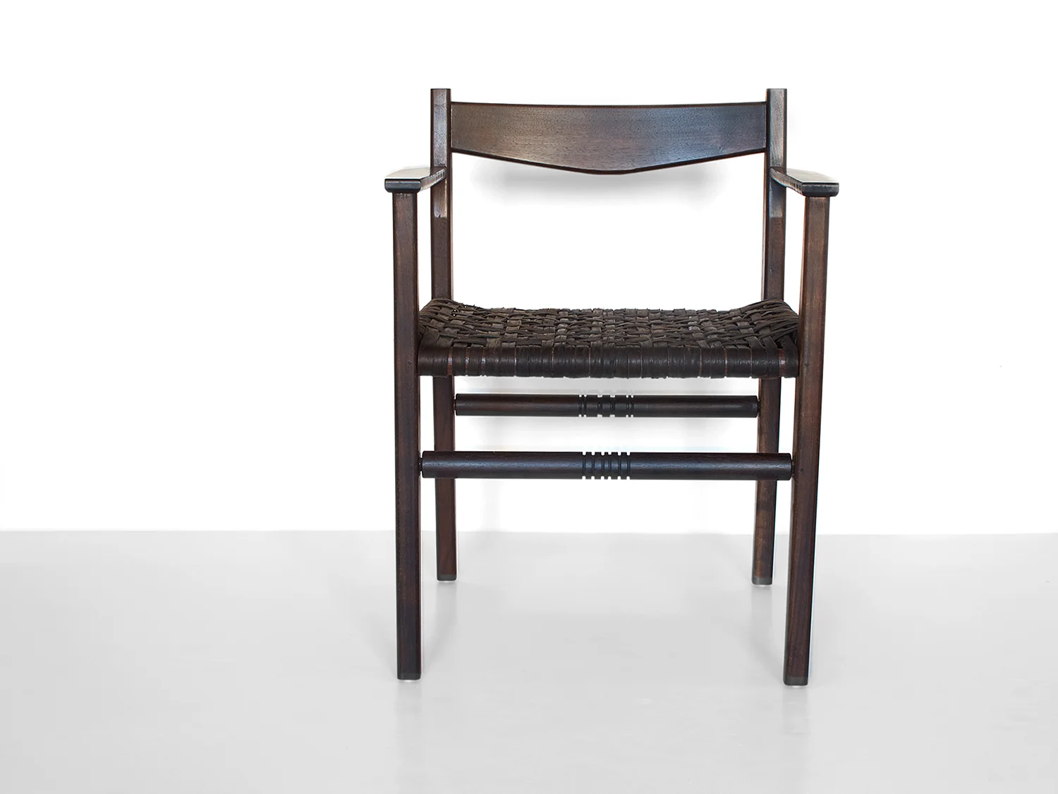 Oxidized black walnut, woven oxidized hickory bark seat