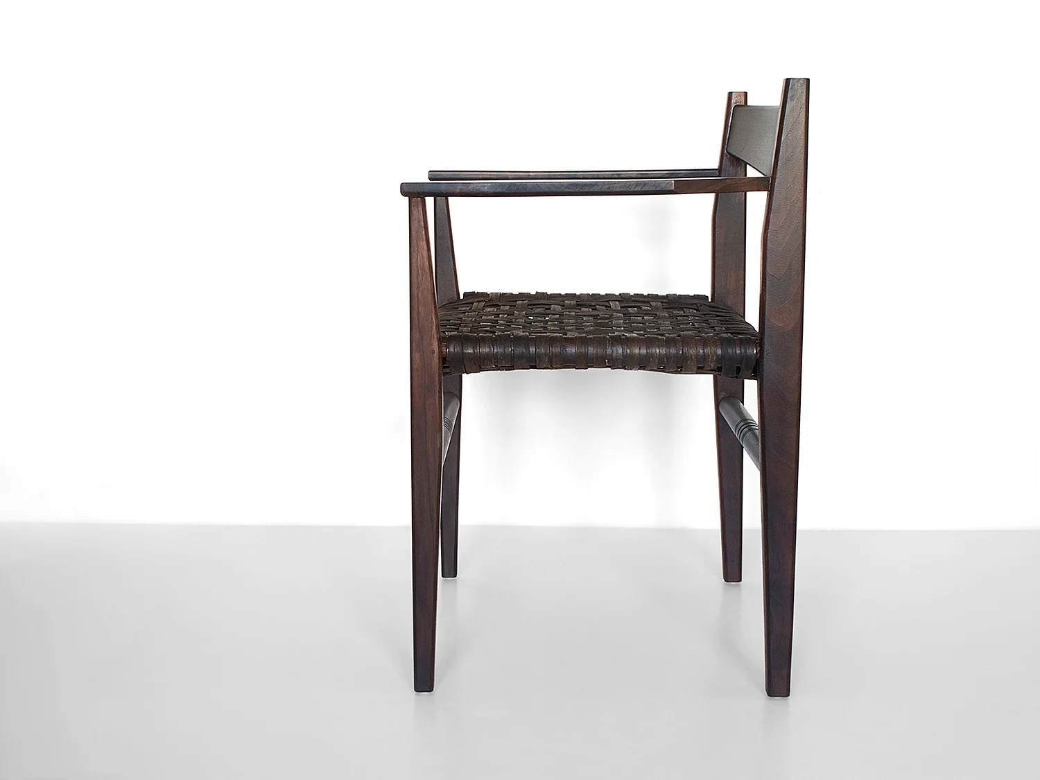 Oxidized black walnut, woven oxidized hickory bark seat