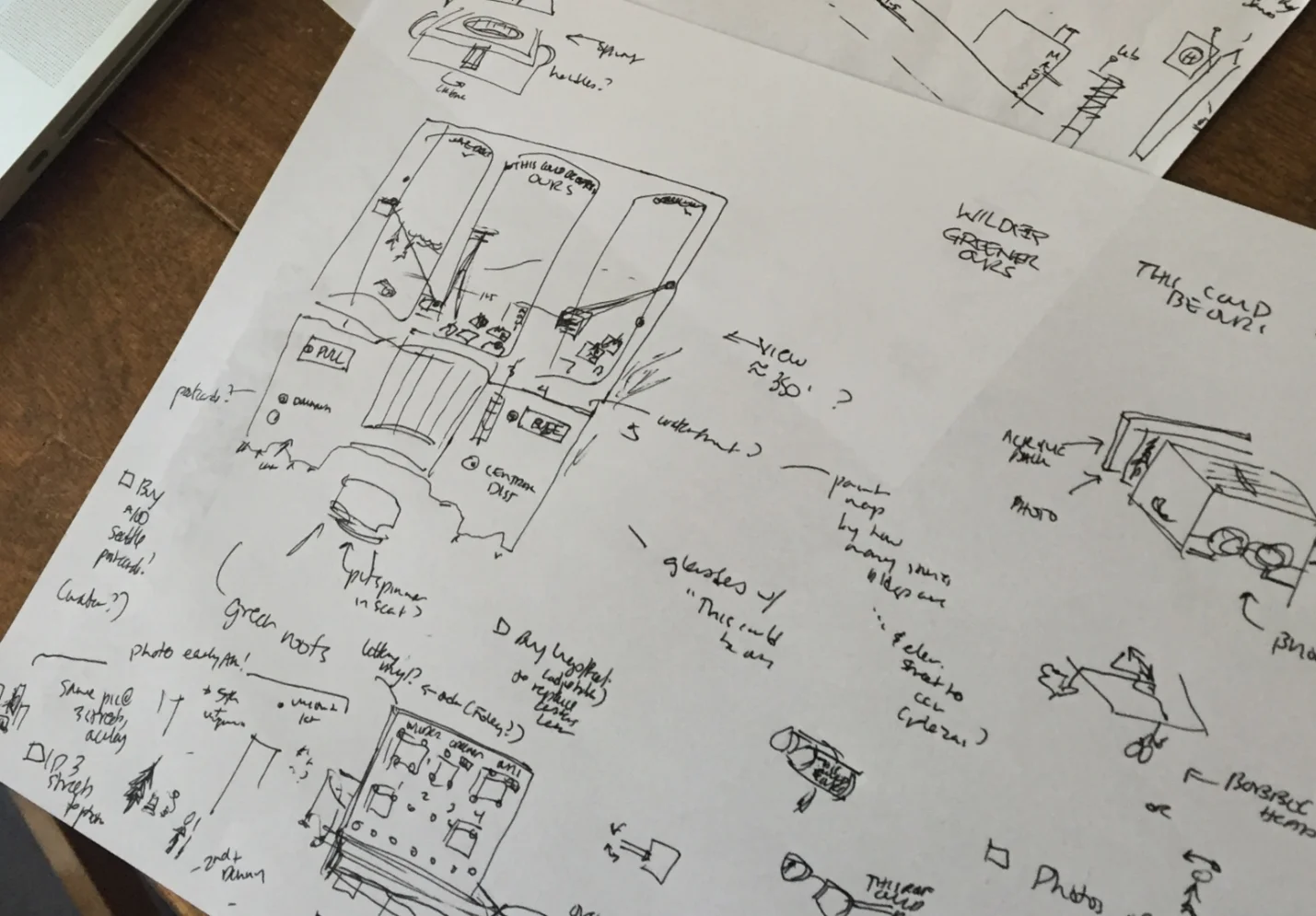 Sketched models and ideas, ultimately deciding "ordinary" was most playful for viewers