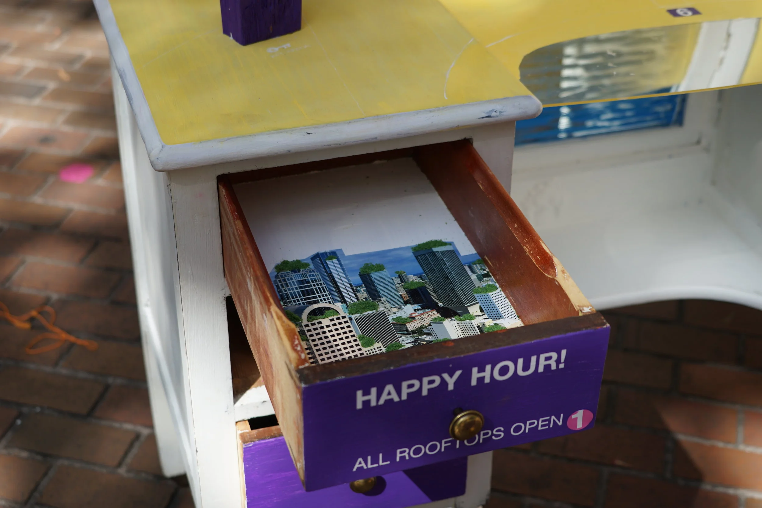 Happy Hour!: Looking at an enhanced view of downtown that hosts vegetation on every roof