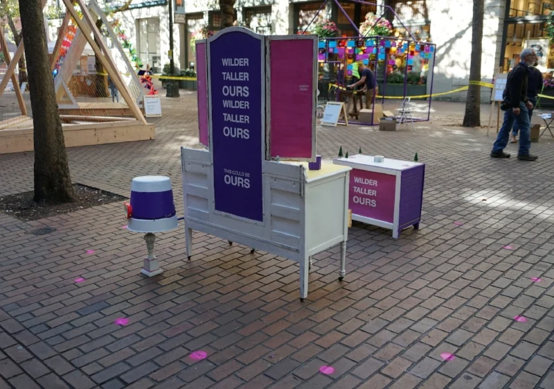 Users are invited to walk closer and solve the riddle: "Wilder Taller Ours, This Could Be Ours"