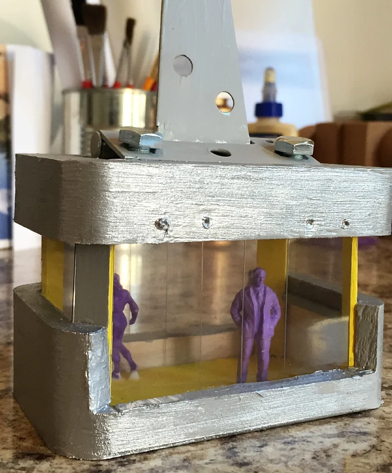 Created miniature gondola models and connected by cable from mirror elevation to coinciding illustrated "map" on dresser countertop