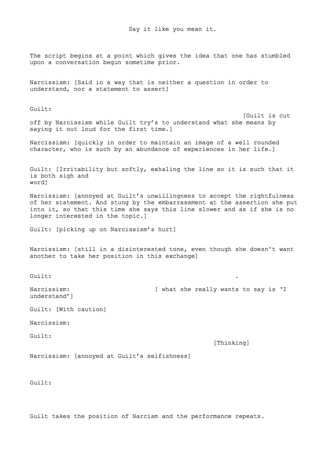 Script accompanying video work. 