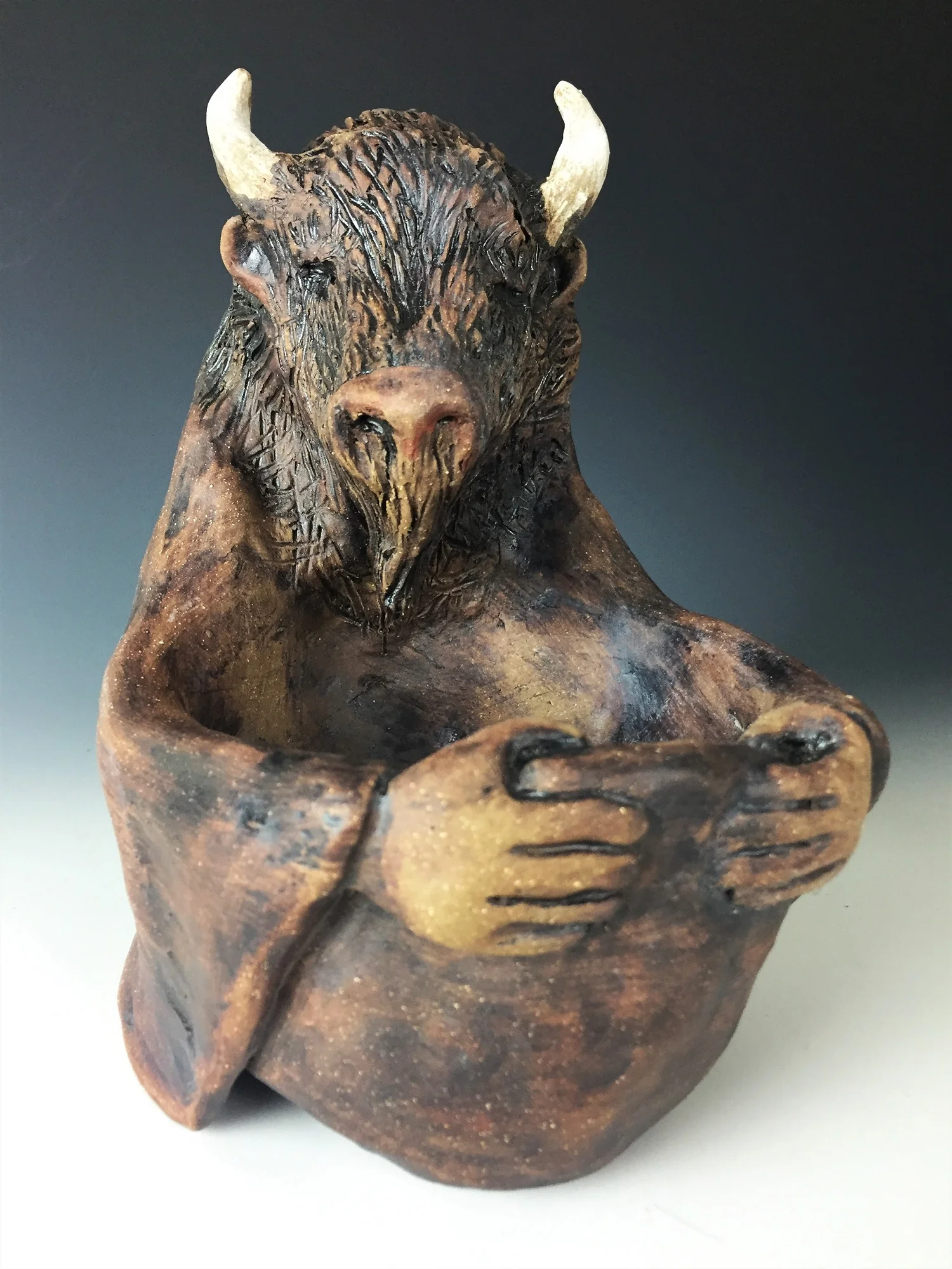 Bison Abundance Juju Bowl - Dulcie BelangerClay Sculpture