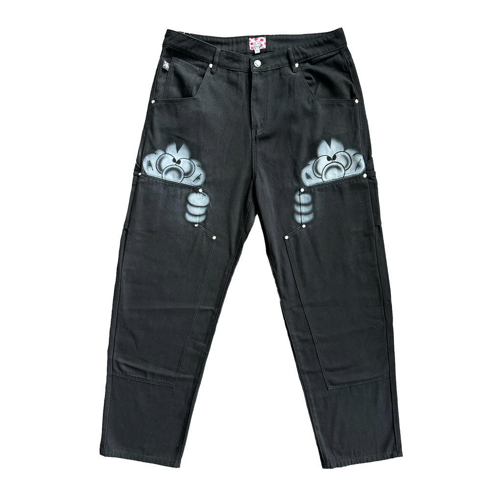 SIZE 36 Star Team Double Knee Black Pants — SETTINGS