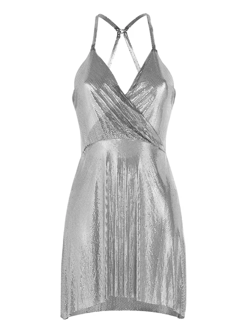 knee length dresses for ladies Modern Fannie Schiavoni Red Metal Mesh Mini Dress main image 1
