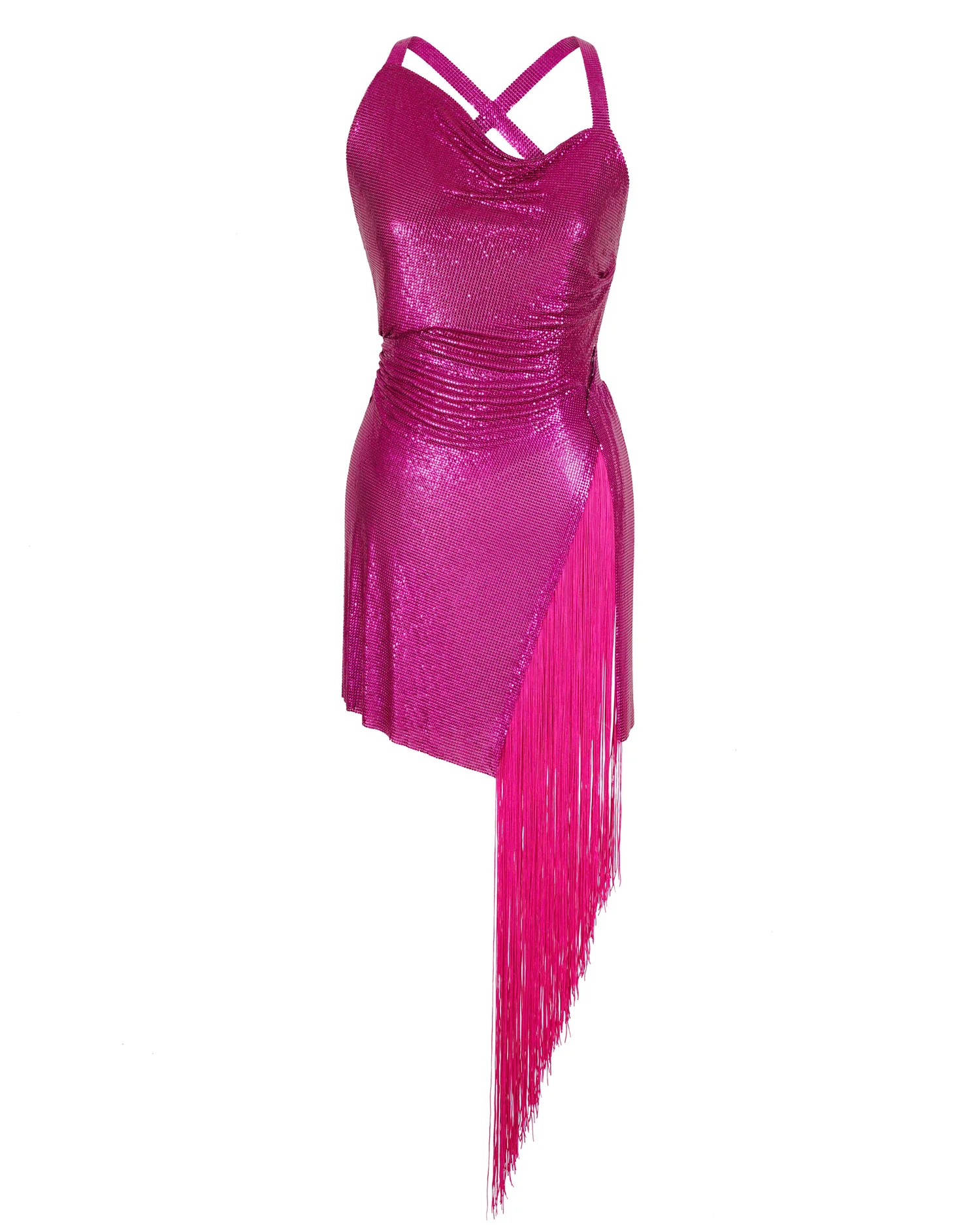 knee length dresses for ladies Pink Fish Scale Dress