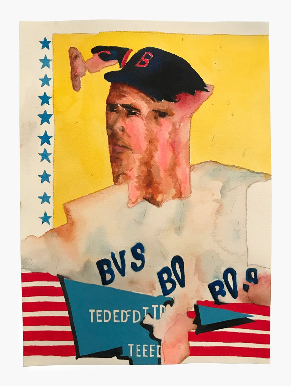 Ted watercolor, acrylic and ink on paper 12 1/2” x 9 1/2” 2018