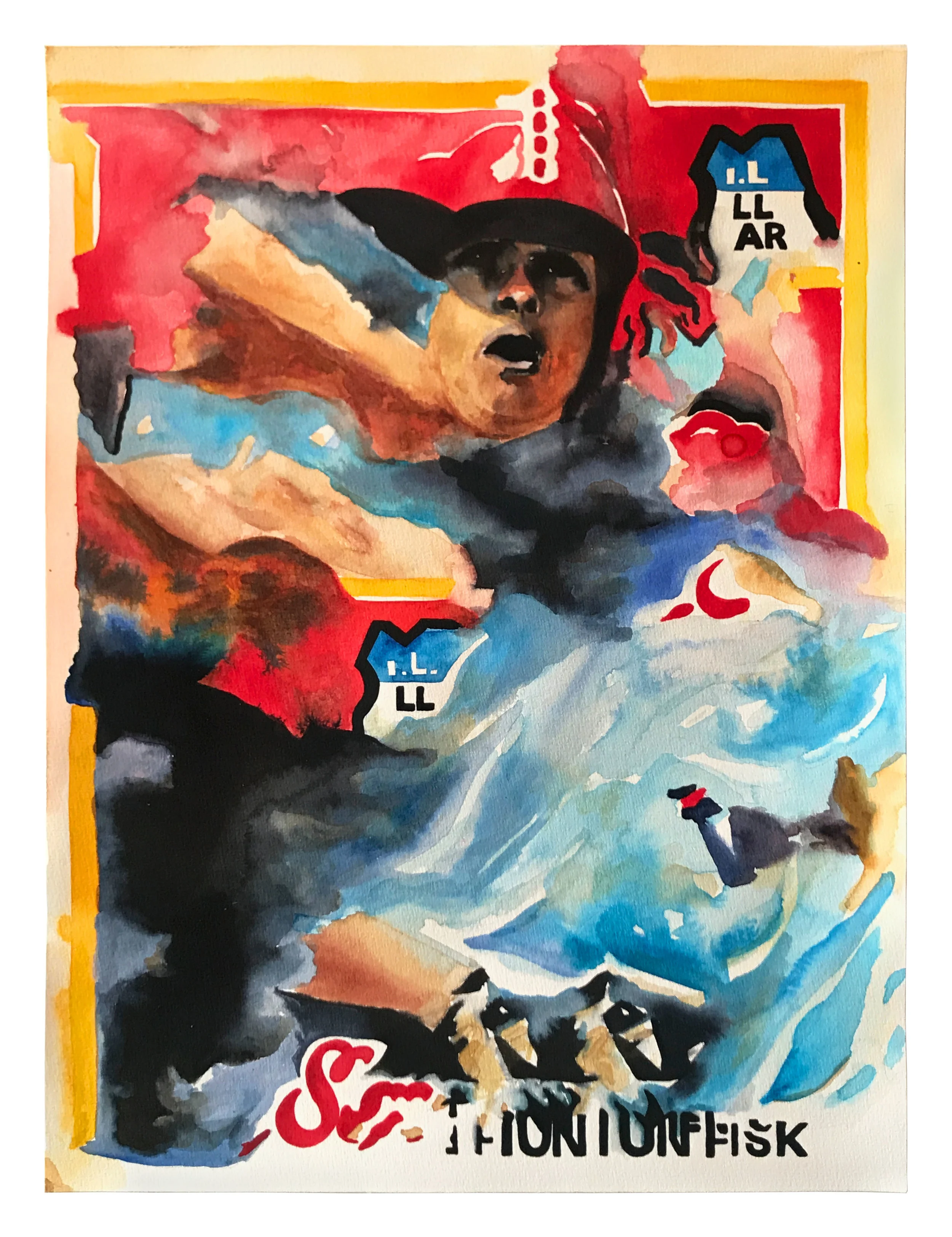 Carlton acrylic and watercolor on paper 16” x 14” 2019