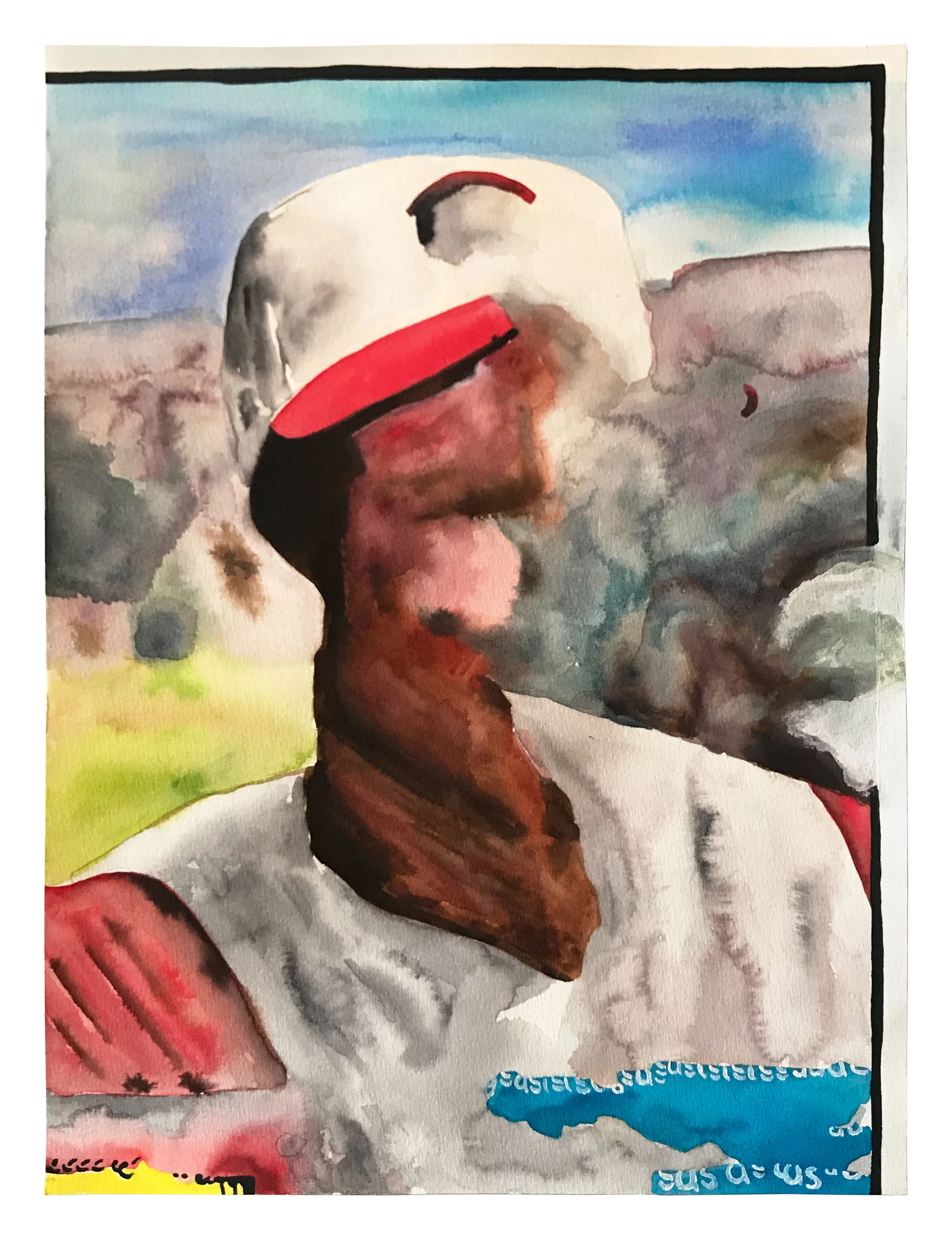Frank acrylic and watercolor on paper 16” x 14” 2019