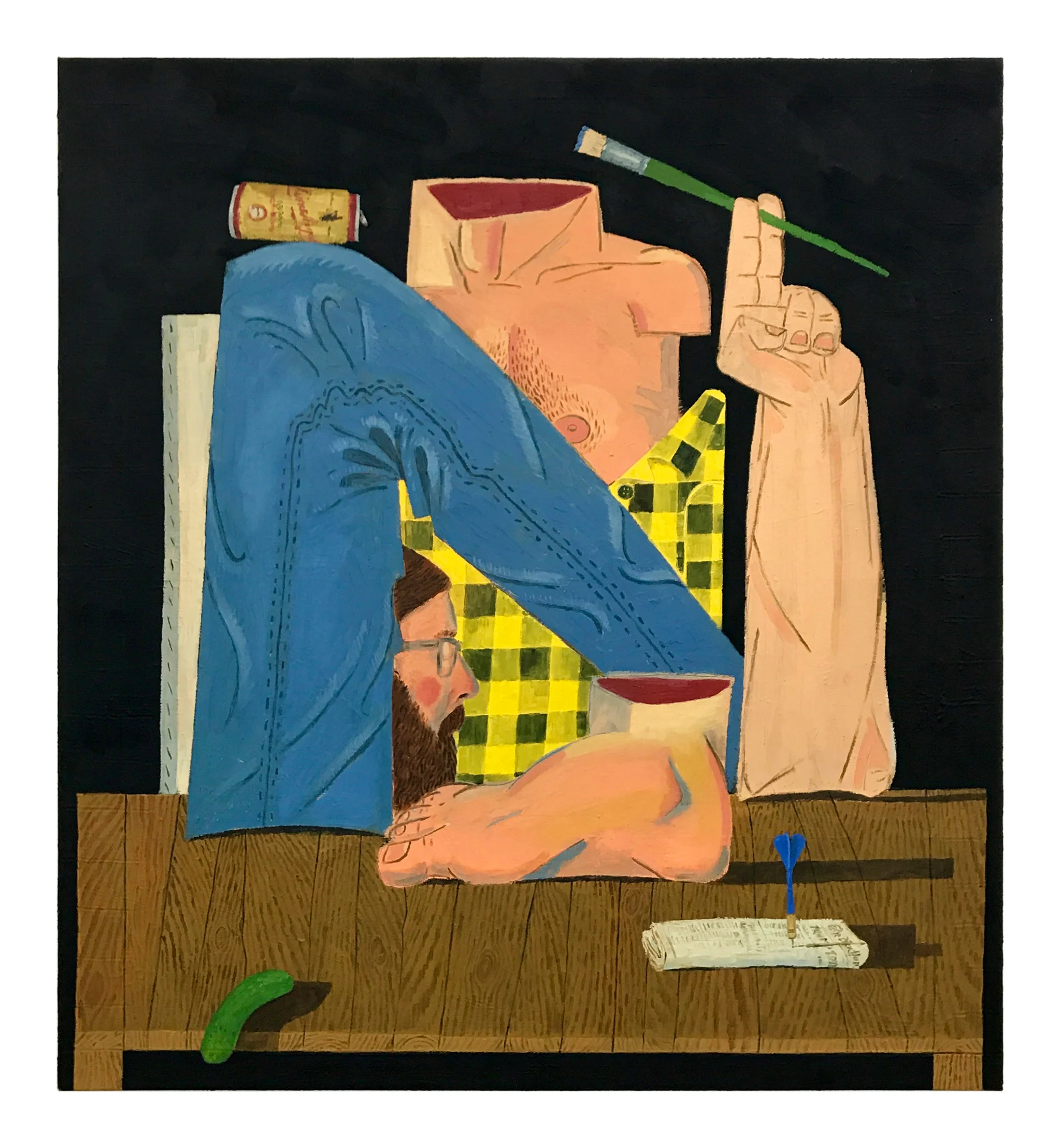 Paul Gagner The Artist Rearranged with Pickle oil on canvas, 44 x 48 inches, 2017