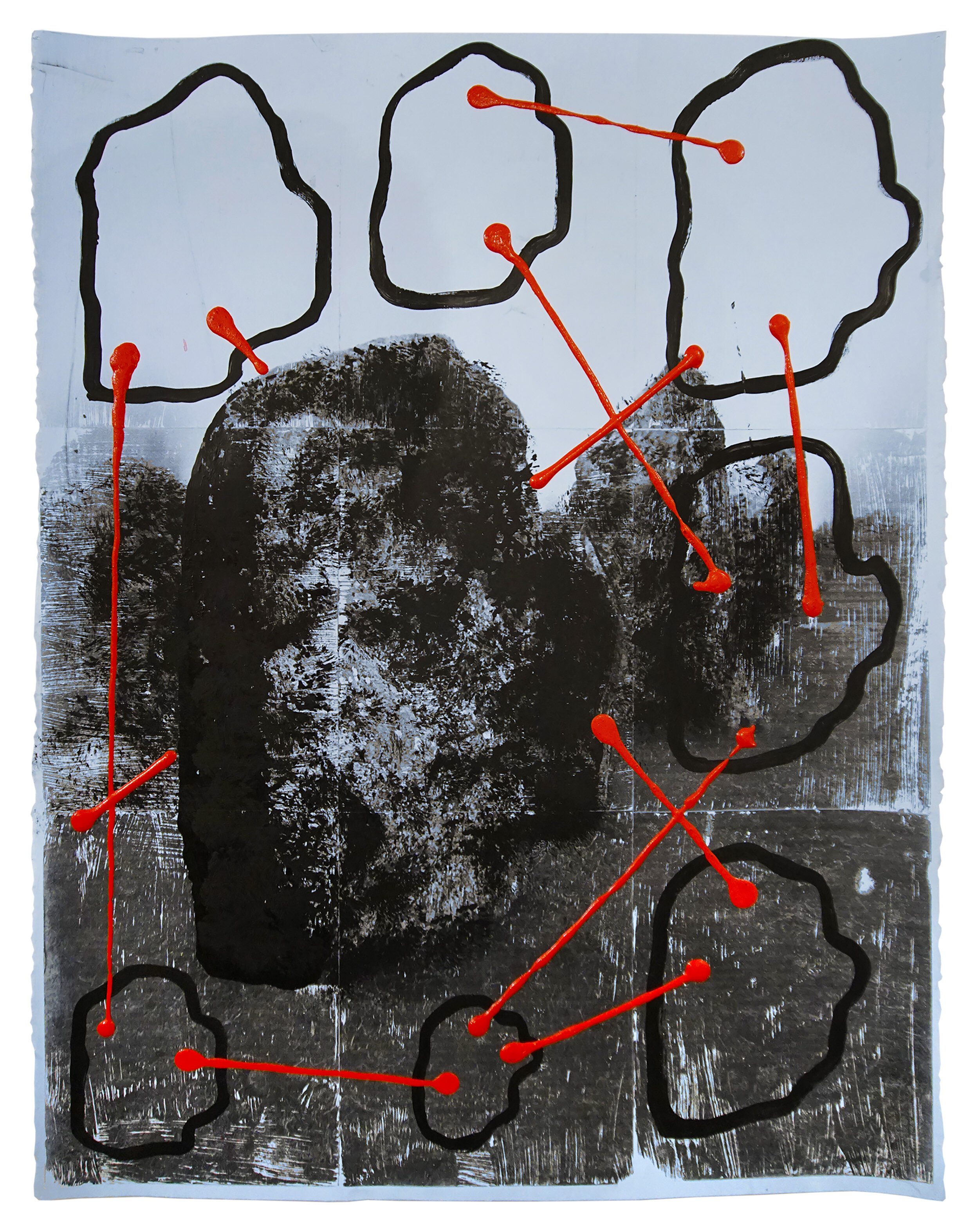   Geoglyphology  Photo Transfer, acrylic and ink on paper 30 x 22 inches 2020 