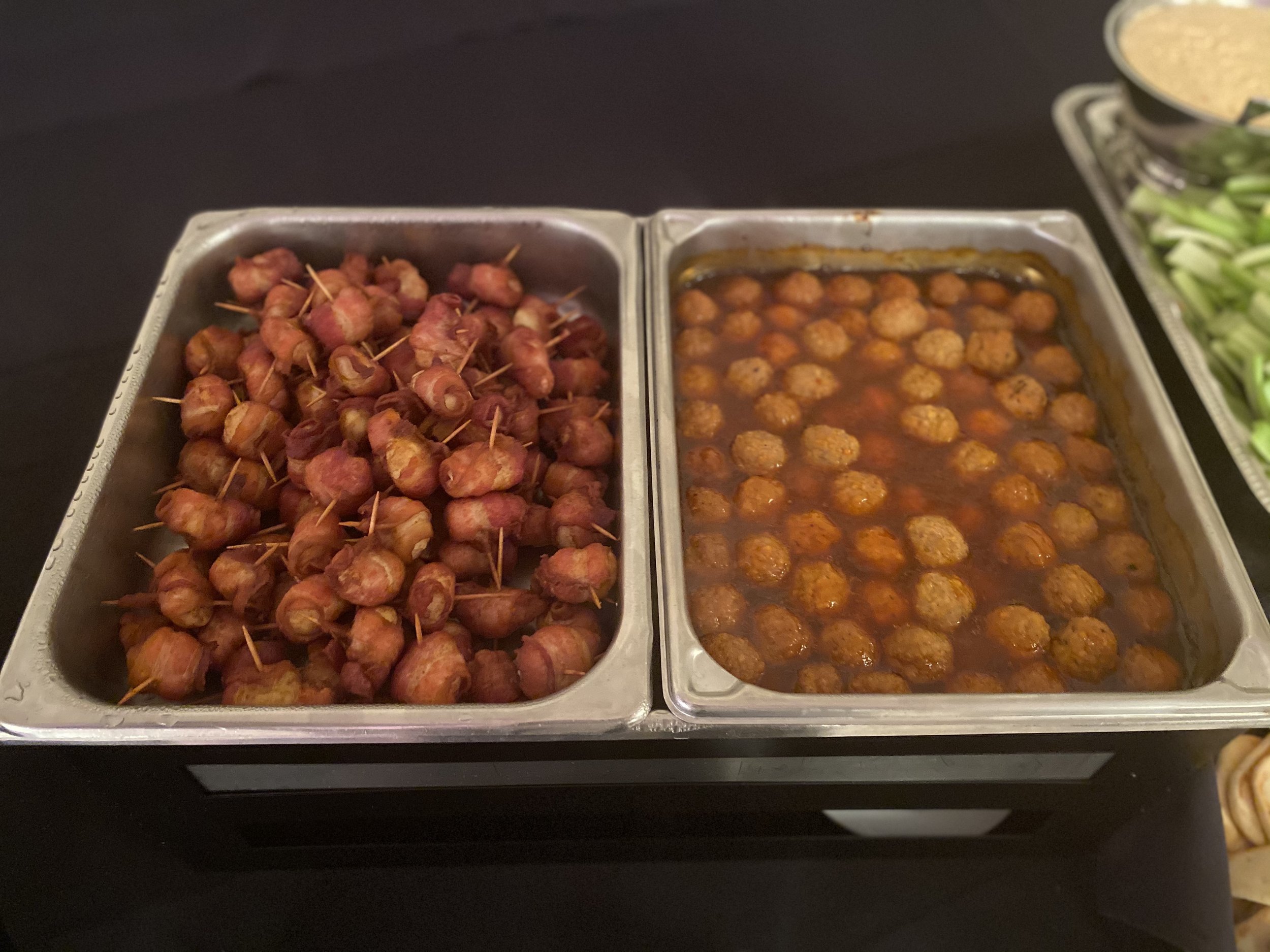 Bacon Wrapped Water Chestnuts &amp; Sweet 'n' Sour Meatballs