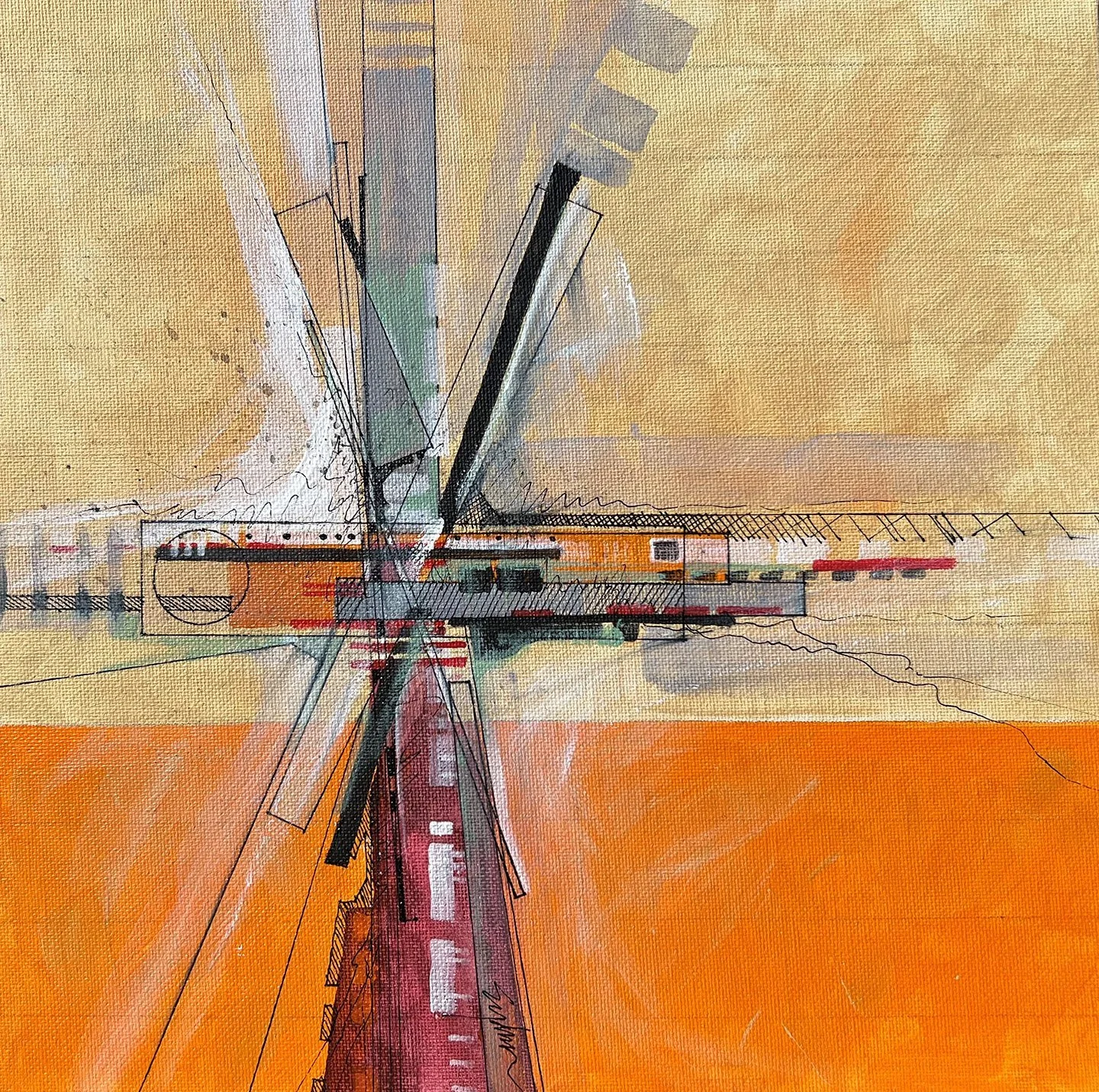   Intersection   Acrylic &amp; Ink | 12” x 12” September 2023  