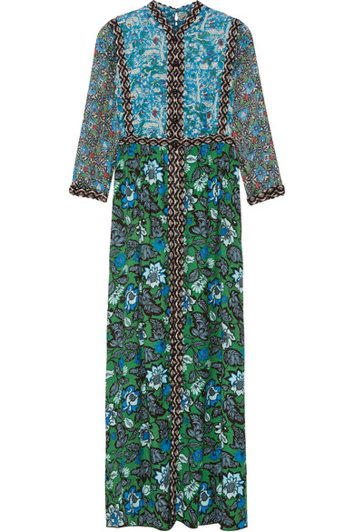 Anna Sui Printed Crinkled Silk & Twill Maxi Dress — Ufo No More