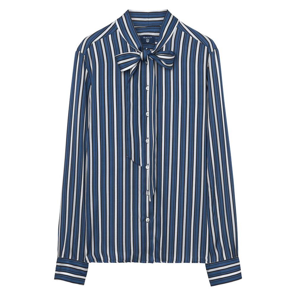 Gant Vertical Striped Bow Blouse