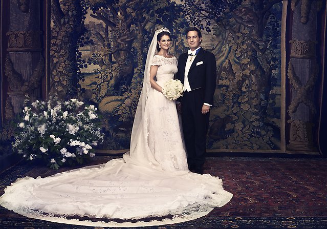 The wedding dress of Princess Madeleine of Sweden designed by