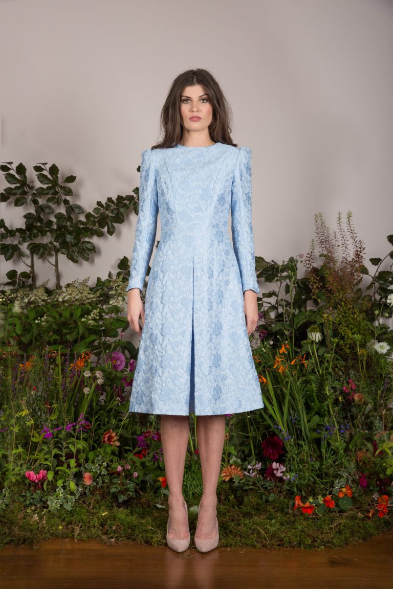 Claire Mischevani Pale blue Jacquard Pleat Dress — UFO No More